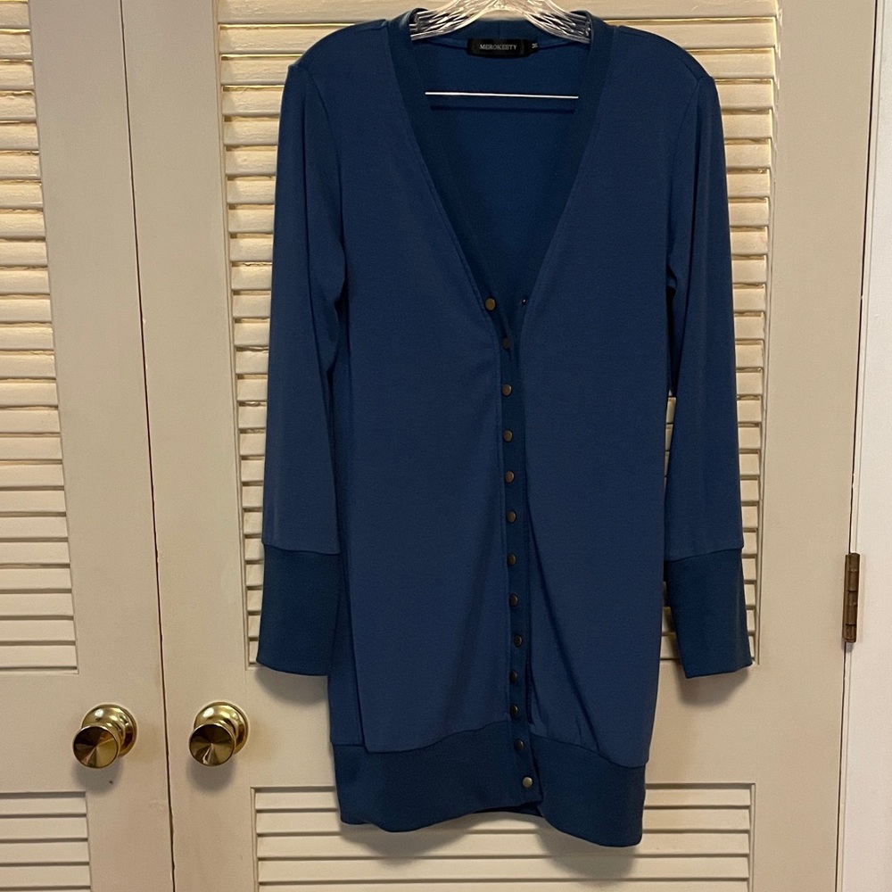 Elegant Navy Button-Down Cardigan